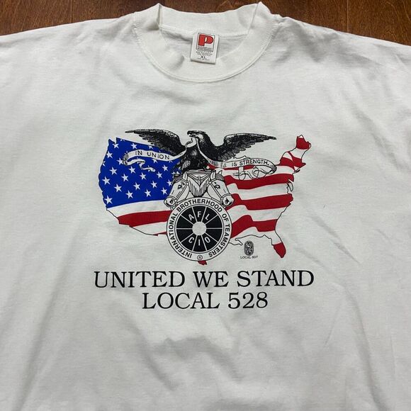 Paramount Sportswear Vintage Union USA Local 528 White T-Shirt Men's Size XL - Picture 2 of 8